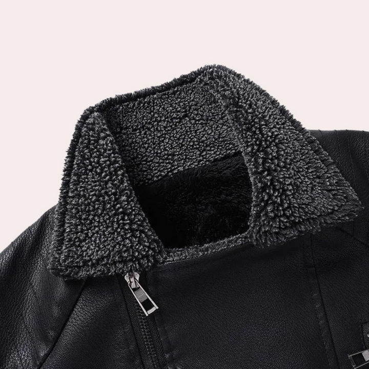 Womens Faux Leather Jacket Shearling Lined Relaxed Fit
