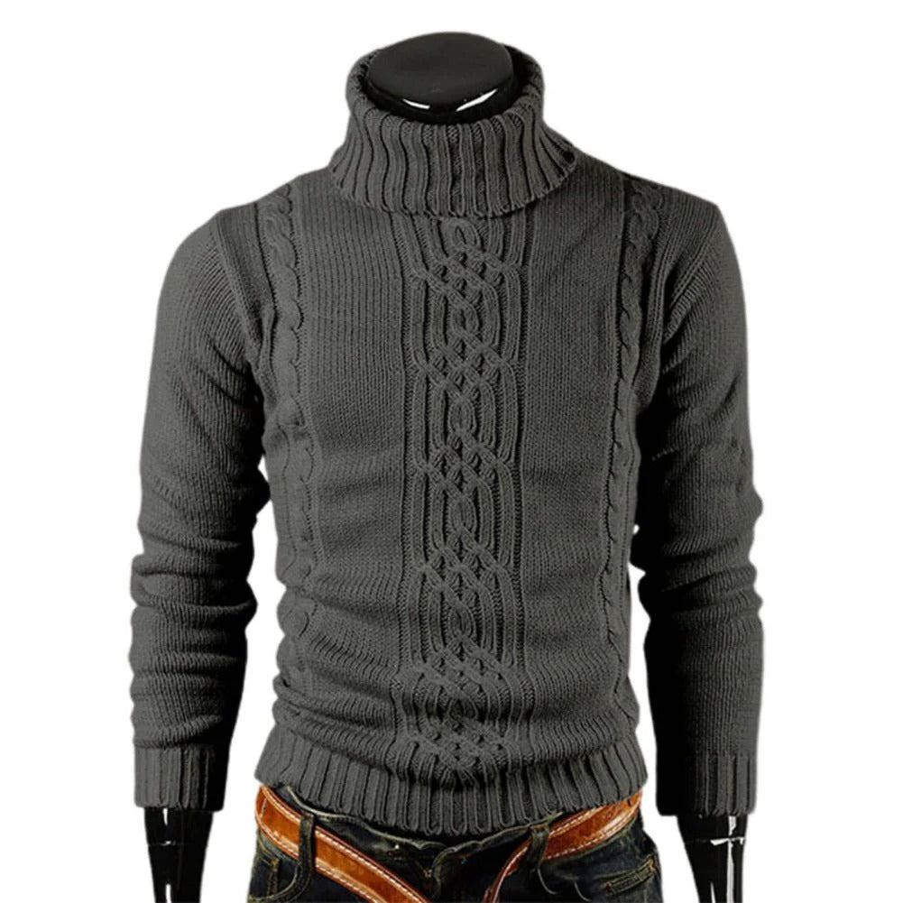 Mens Merino Wool Knitted Turtleneck Jumper