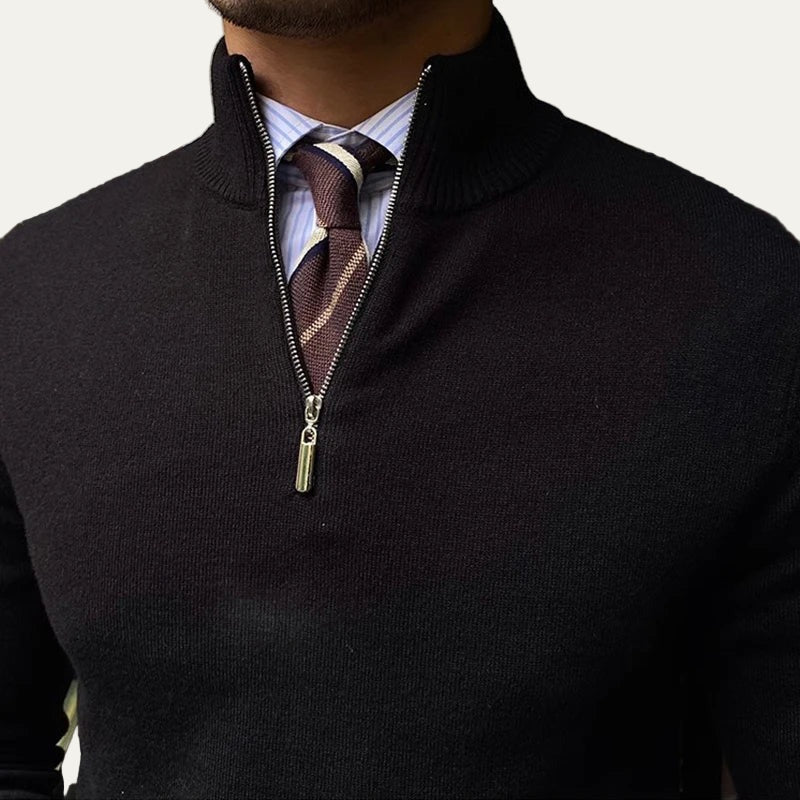 Mens Knit Pullover Quarter Zip Modern Fit