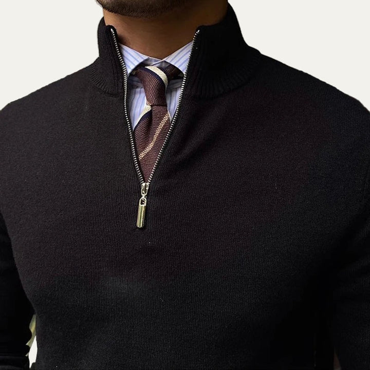 Mens Knit Pullover Quarter Zip Modern Fit