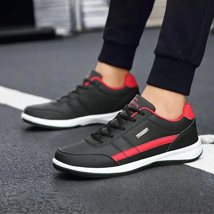 Mens Leather Trainers Lace-Up Non-Slip