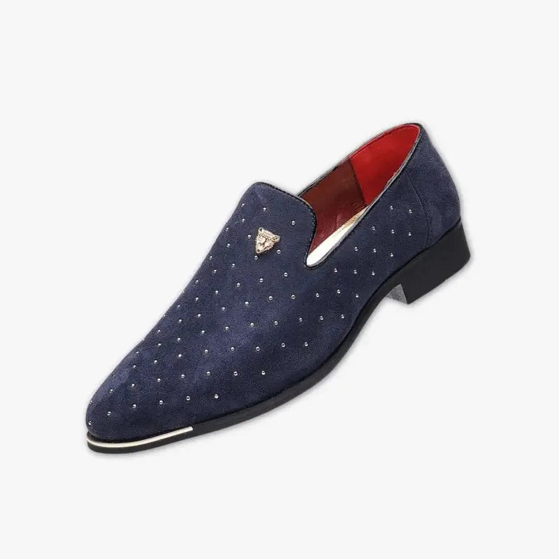 Mens Suede Loafers with Studded Detail Slip-On - BritishMode