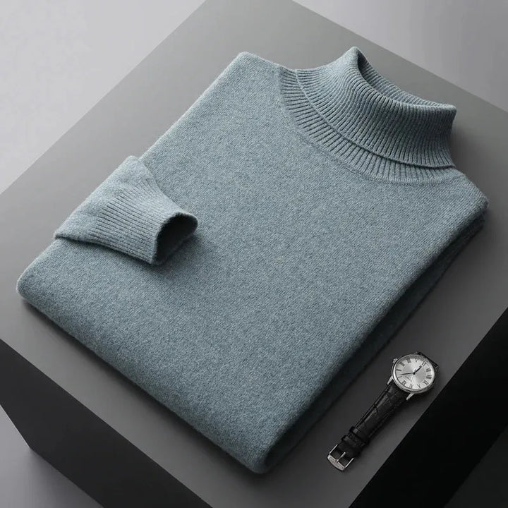 Mens Ribbed Turtleneck Knit Sweater Slim Fit