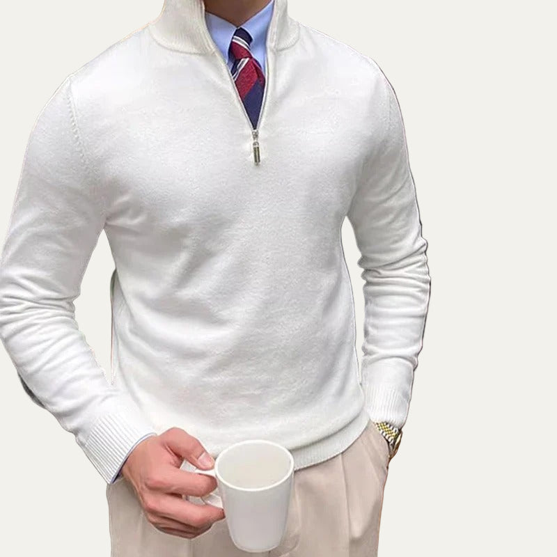 Mens Knit Pullover Quarter Zip Modern Fit