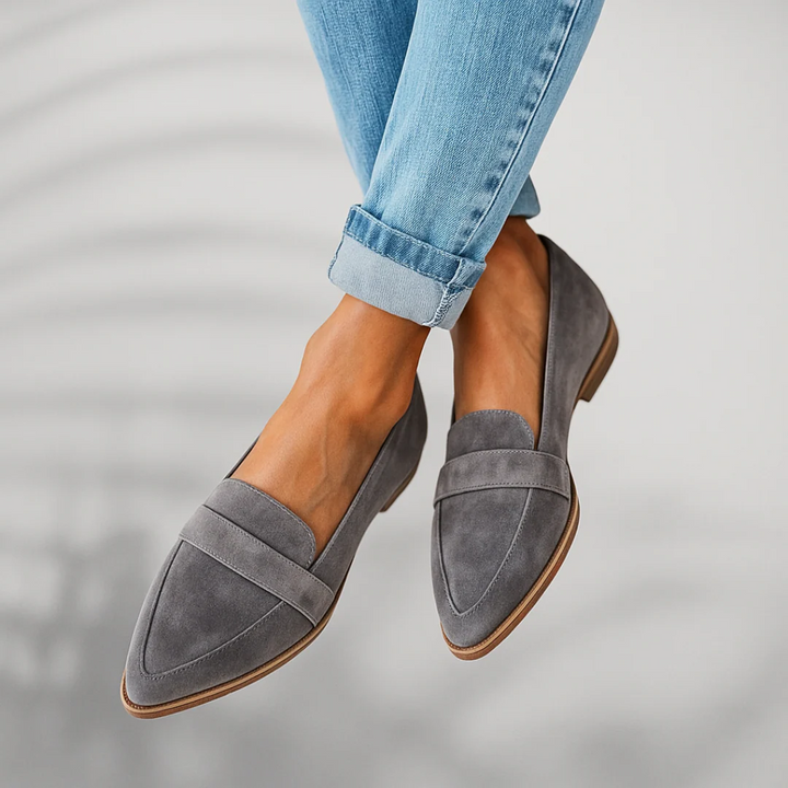 Womens Orthopedic Loafer Mules Suede Slip-On Pointed Toe