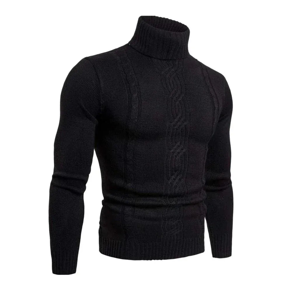 Mens Merino Wool Knitted Turtleneck Jumper