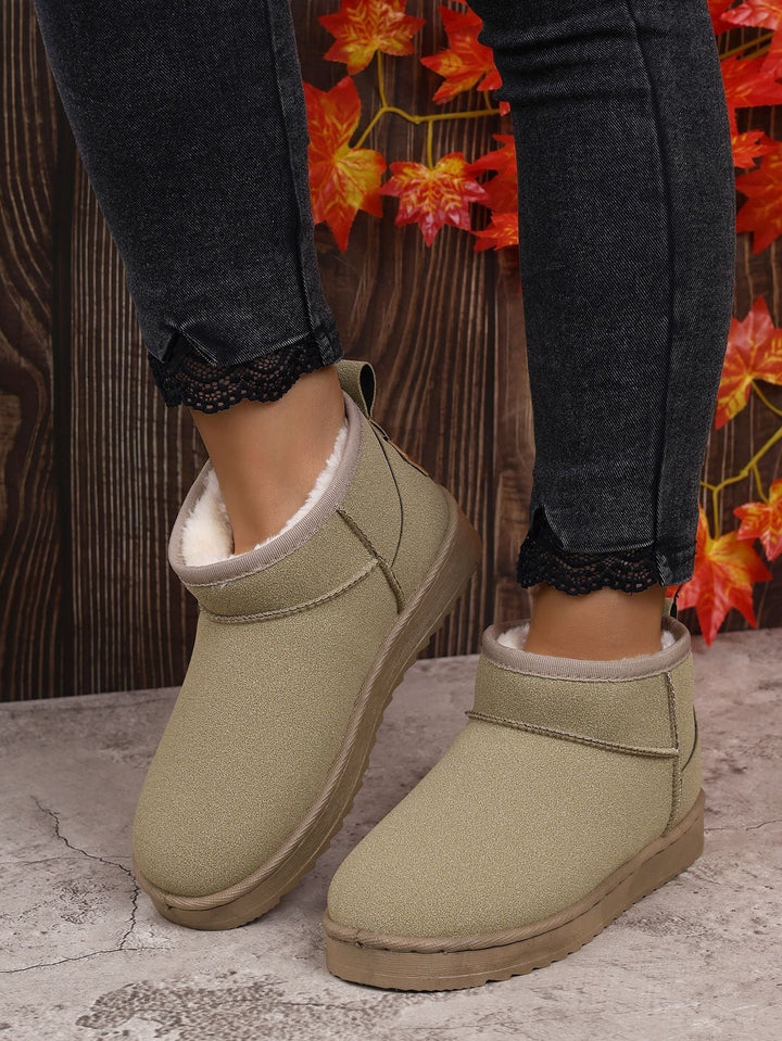 Womens Ankle Boots with Fur Lining Platform Comfortable Fit
