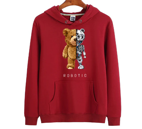 Unisex Hoodie Sweatshirt with Teddy Print