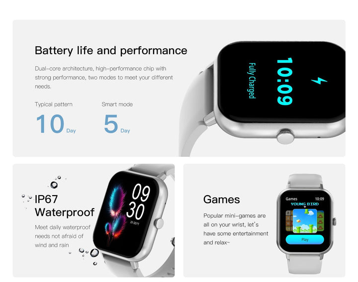 Unisex Smartwatch Heart Rate Monitor Sports Modes Slim Fit