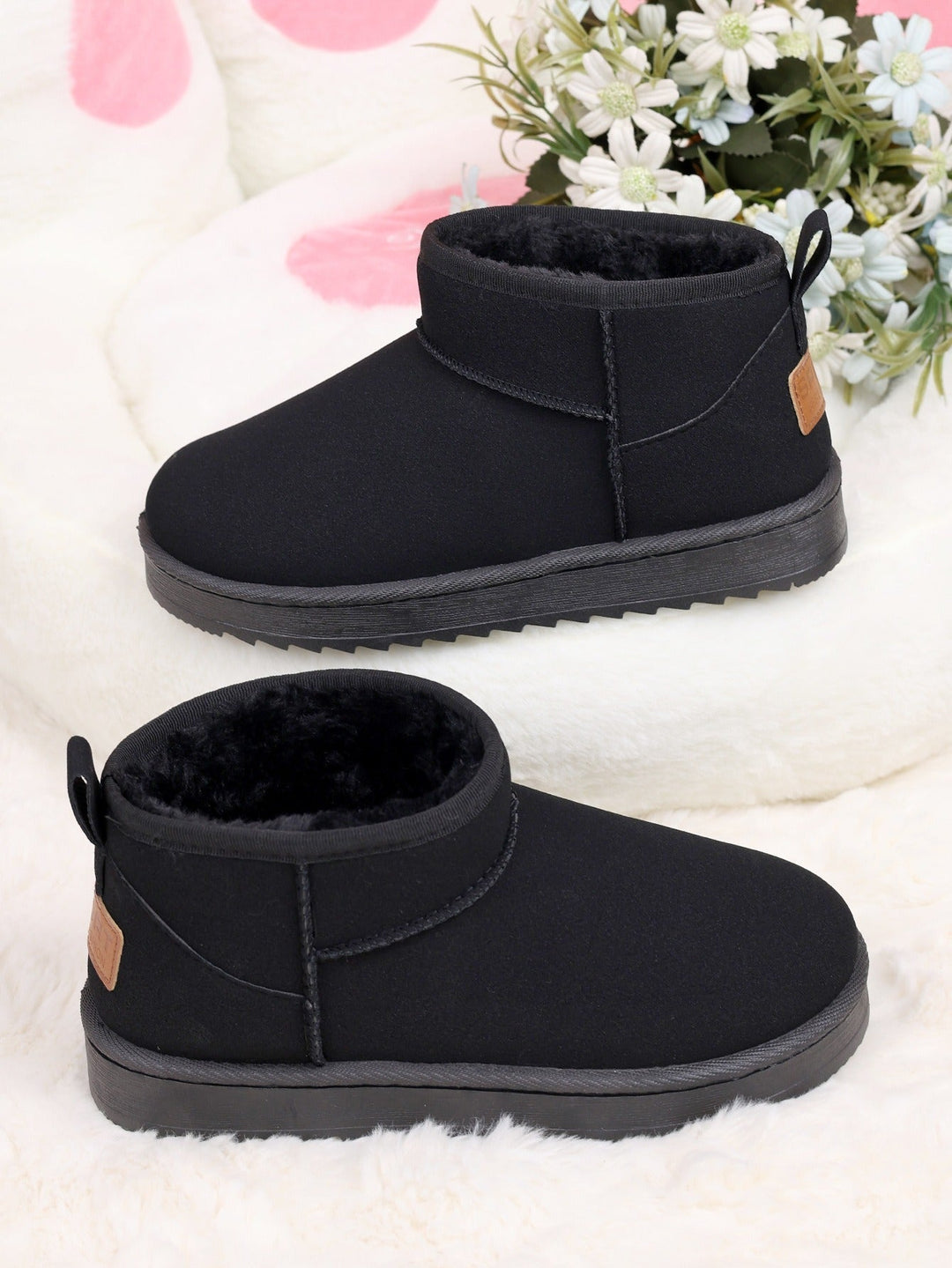 Womens Ankle Boots with Fur Lining Platform Comfortable Fit