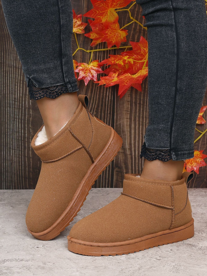 Womens Ankle Boots with Fur Lining Platform Comfortable Fit - BritishMode