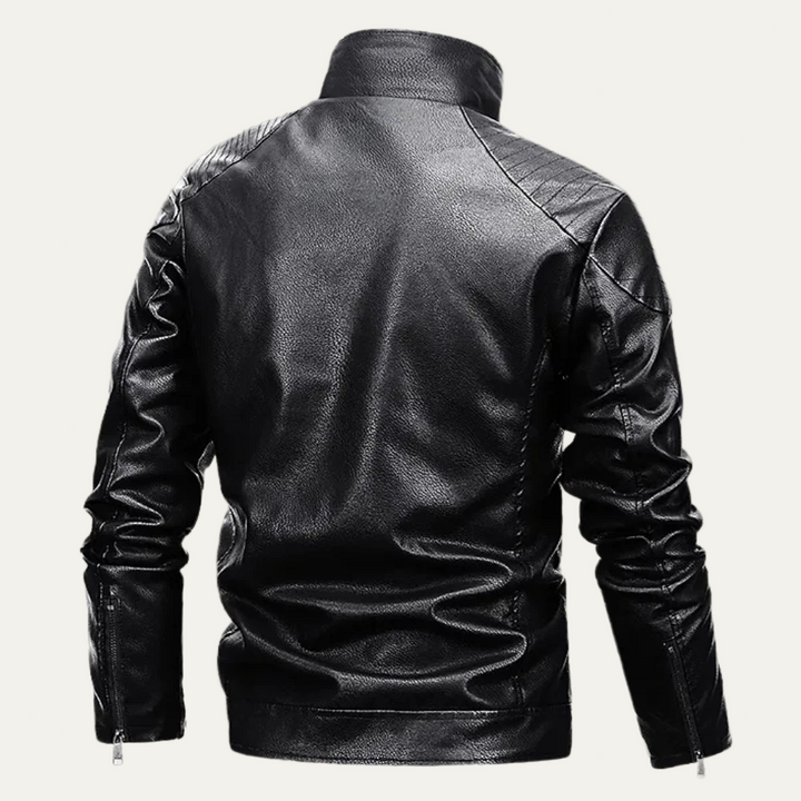 Mens Faux Leather Jacket Fur Lined Collar