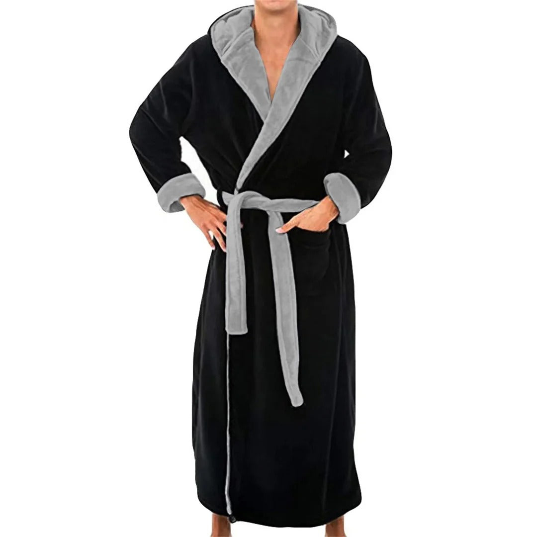 Mens Hooded Dressing Gown Comfortable Fit - BritishMode