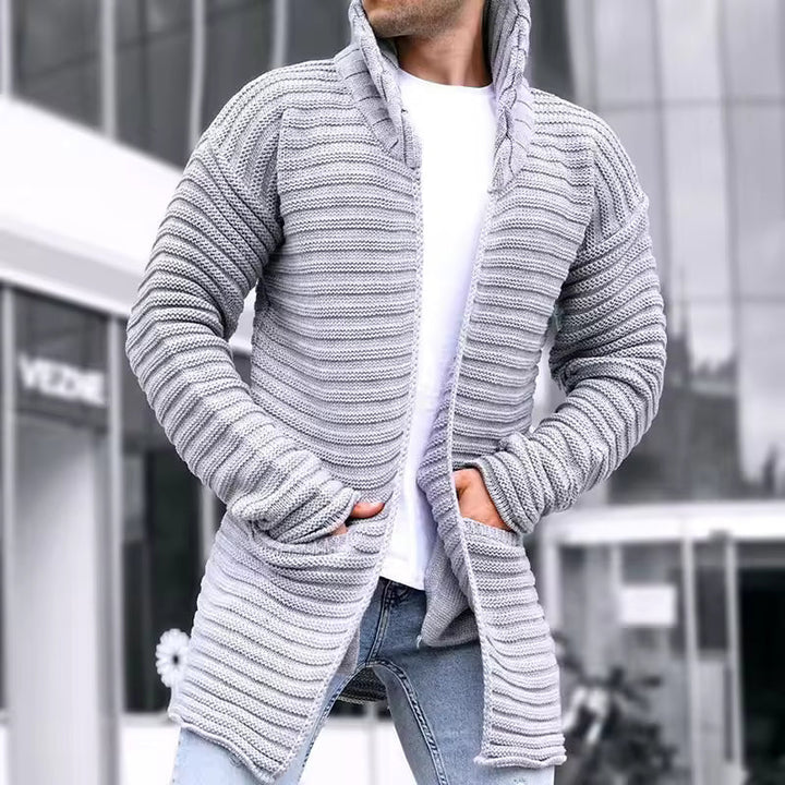Womens Wool Ribbed Turtleneck Knitted Cardigan
