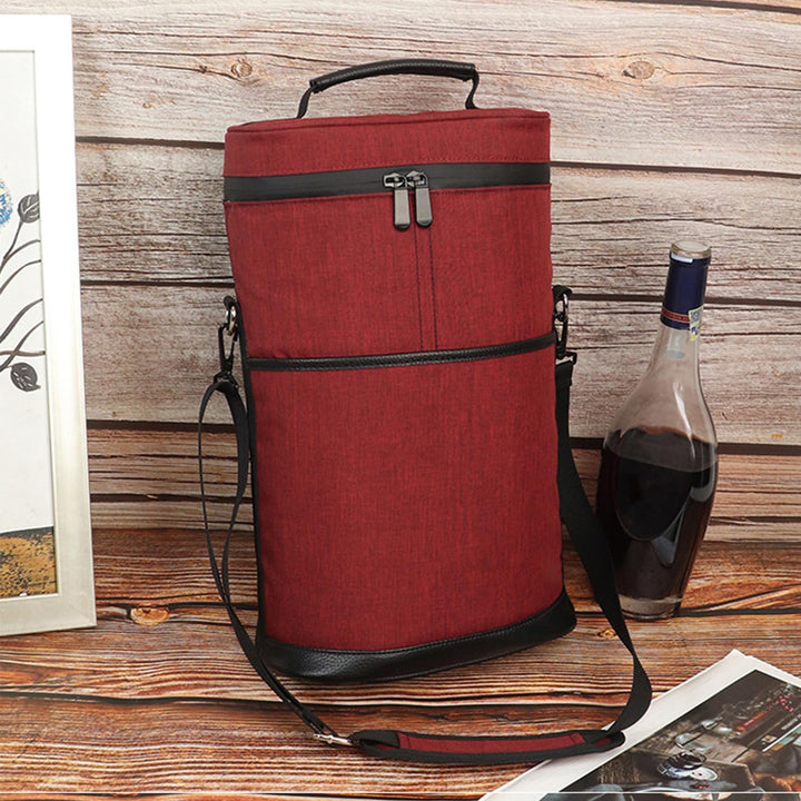 Insulated Wine Cooler Tote Bag Adjustable Strap for Two Bottles - BritishMode