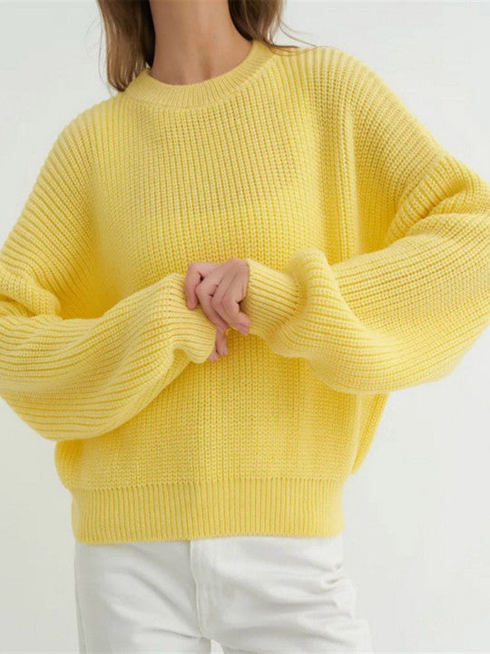 Womens Crew Neck Sweater Soft Knit