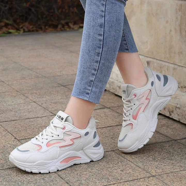 Womens Chunky Platform Trainers Perforated Upper