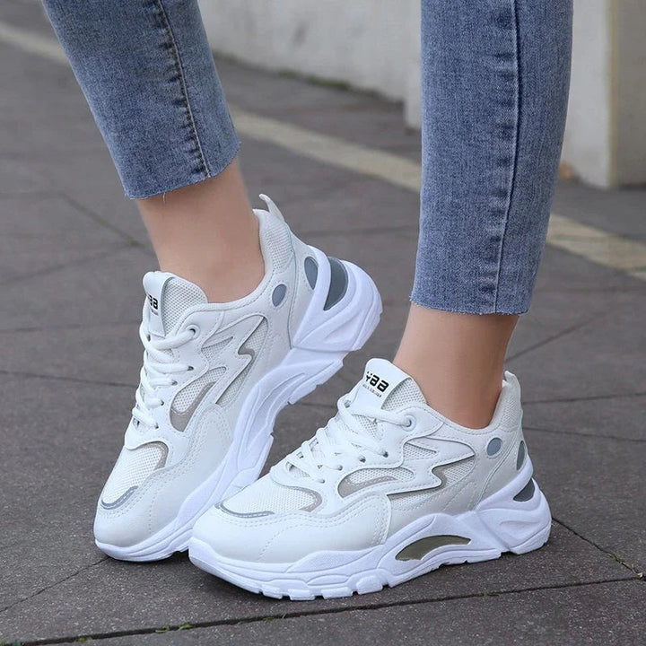Womens Chunky Platform Trainers Perforated Upper