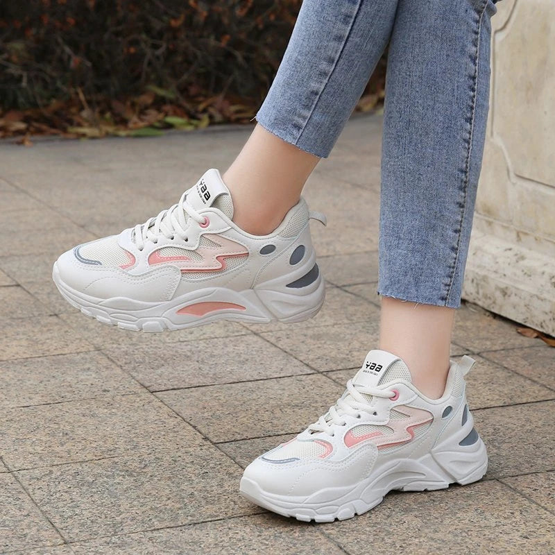 Womens Chunky Platform Trainers Perforated Upper