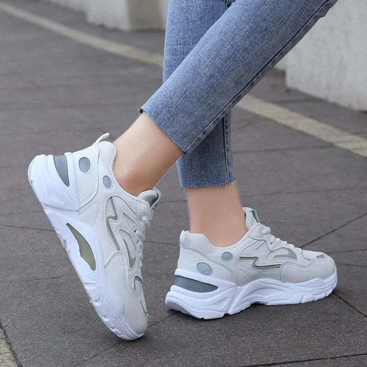Womens Chunky Platform Trainers Perforated Upper