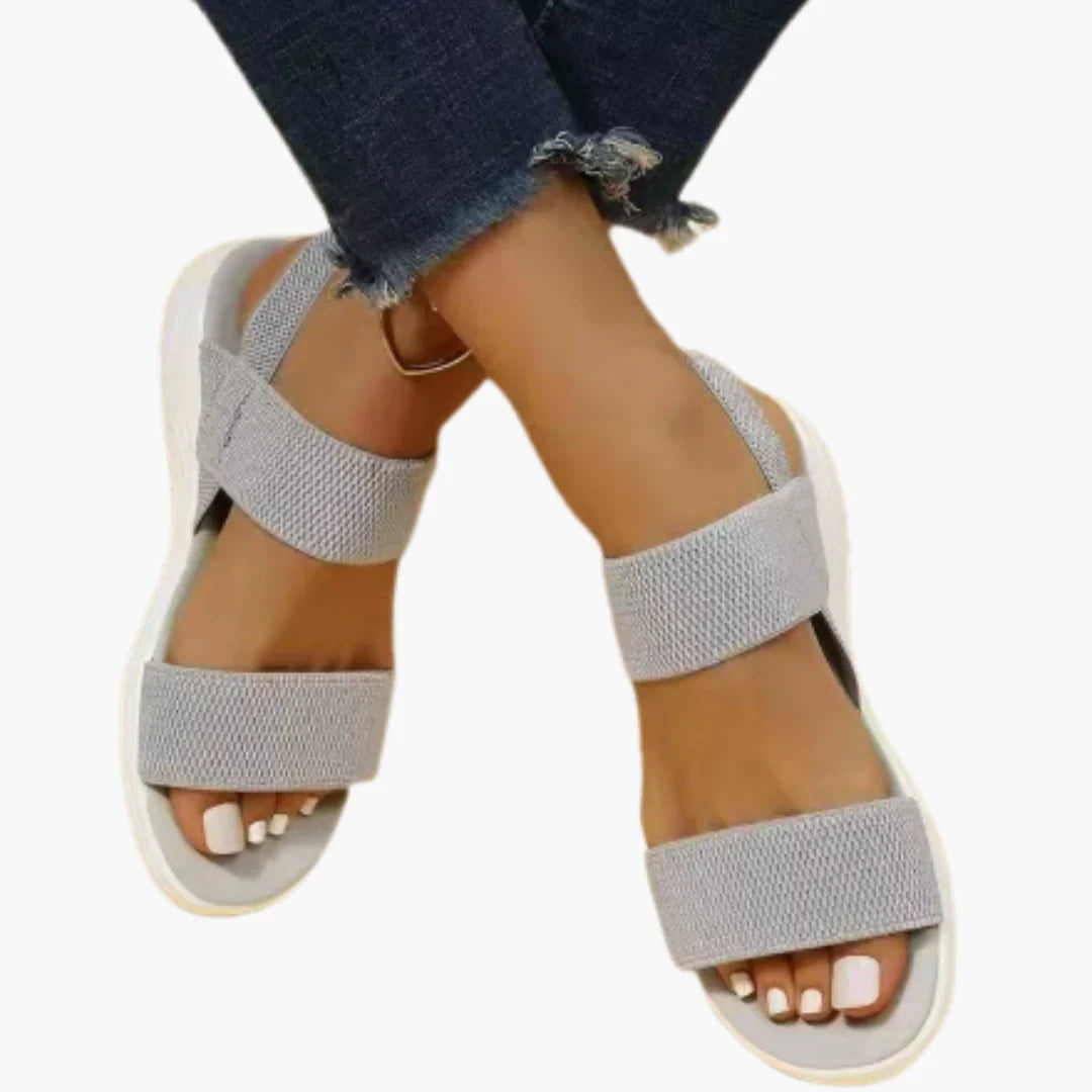 Womens Slingback Sandals Flat Sole Dual Wide Straps - BritishMode