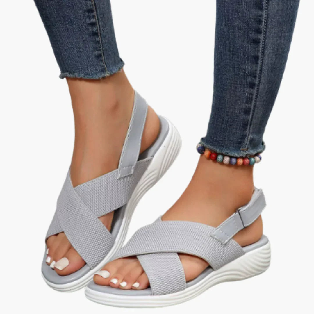 Womens Slingback Sandals Flat Sole Dual Wide Straps