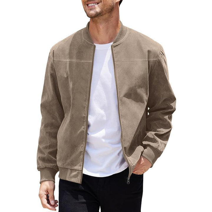 Mens Transitional Jacket Suede Look Stand-Up Collar