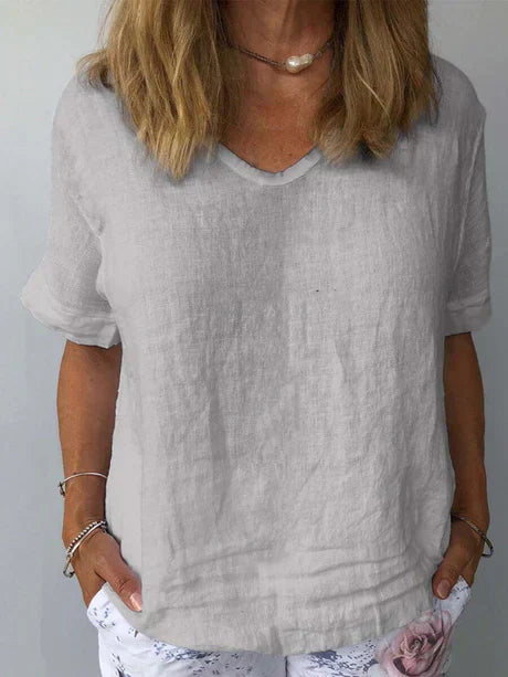 Womens V-Neck T-Shirt Comfortable Relaxed Fit - BritishMode
