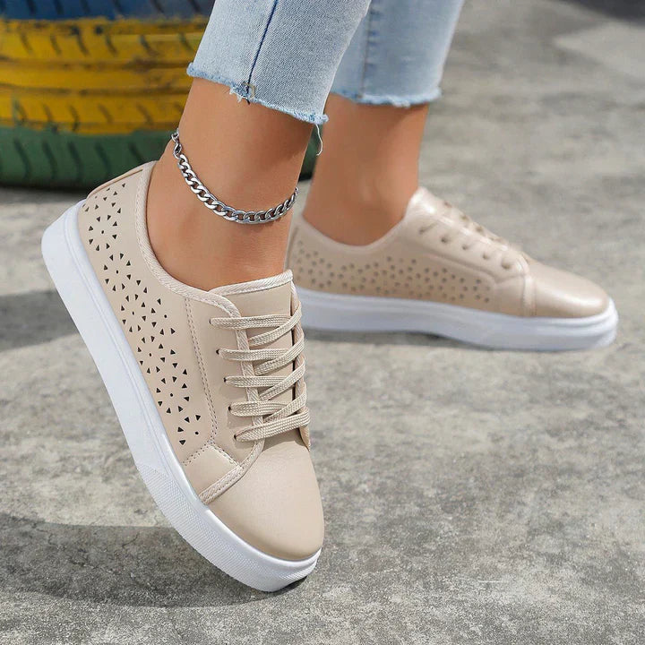 Womens Lace-Up Sneakers with Lace Detail