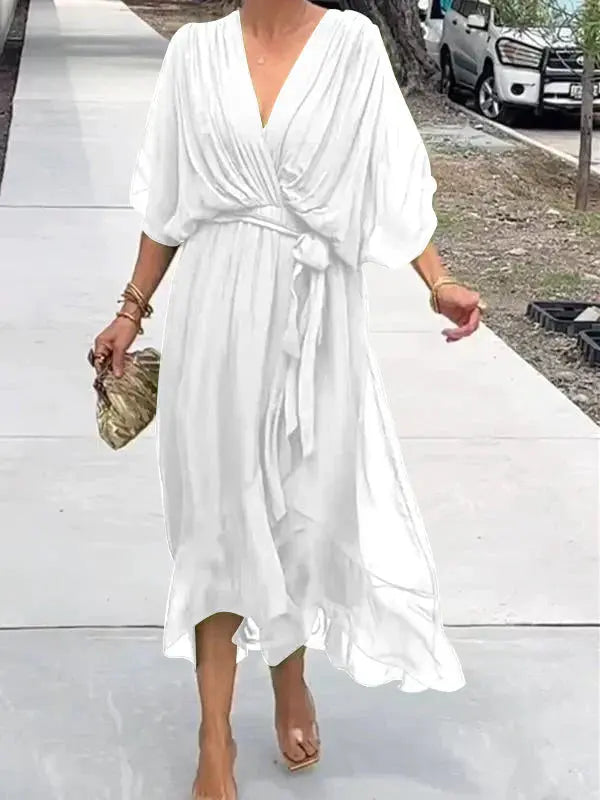 Womens Silk Dress Whisper-Soft V-Neck