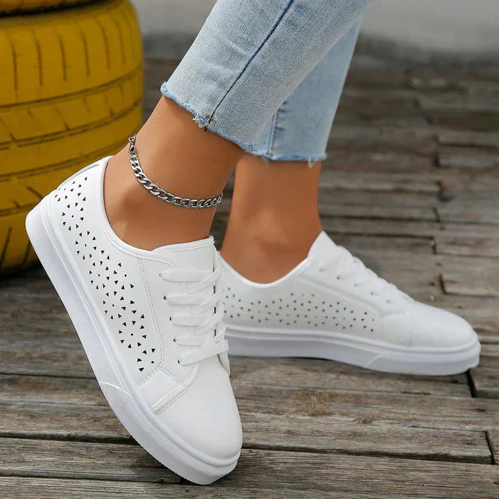 Womens Lace-Up Sneakers with Lace Detail