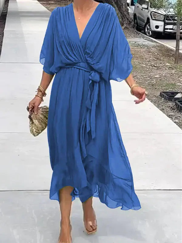 Womens Silk Dress Whisper-Soft V-Neck