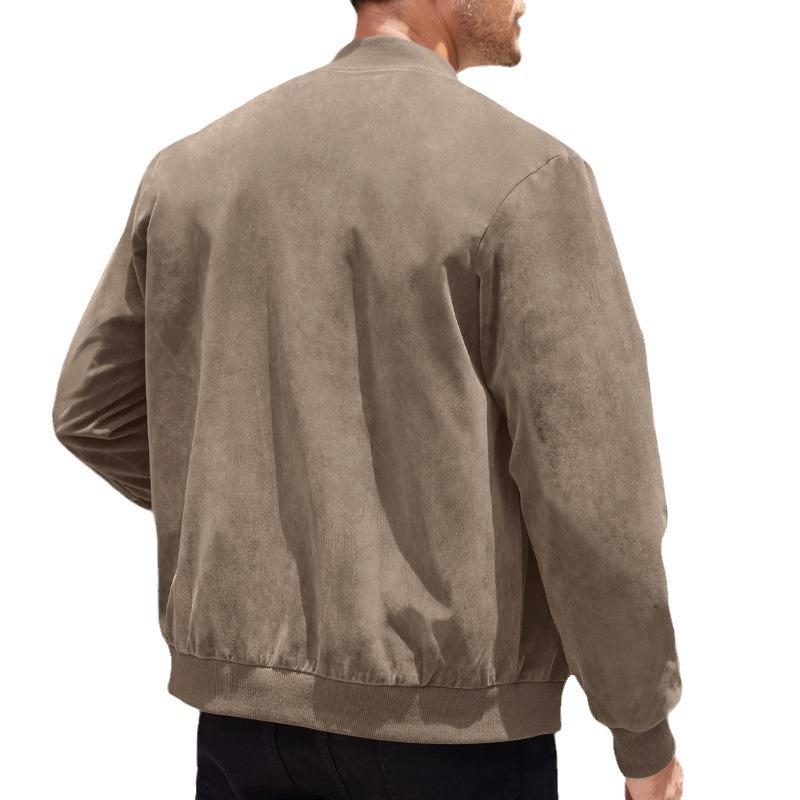 Mens Transitional Jacket Suede Look Stand-Up Collar