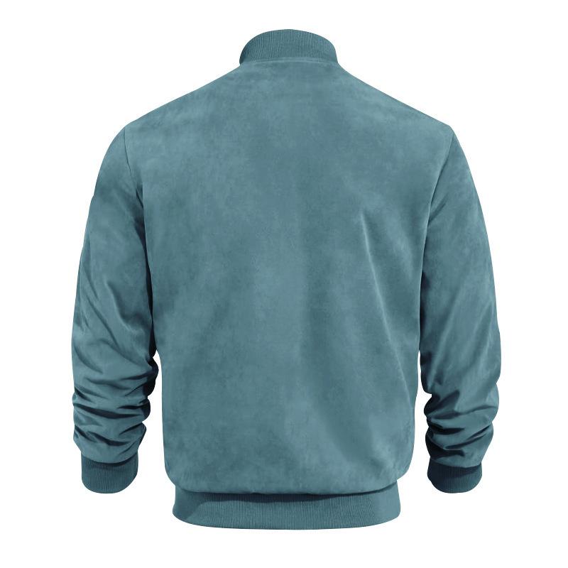 Mens Transitional Jacket Suede Look Stand-Up Collar