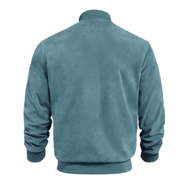 Mens Transitional Jacket Suede Look Stand-Up Collar