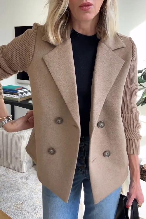 Womens Double-Breasted Jacket Relaxed Fit