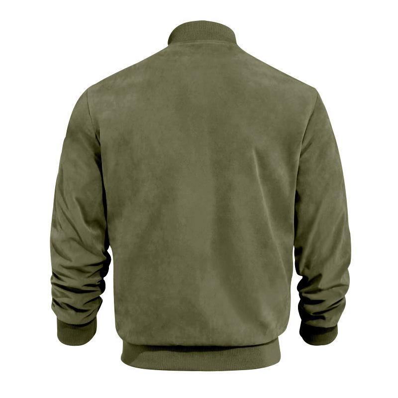 Mens Transitional Jacket Suede Look Stand-Up Collar