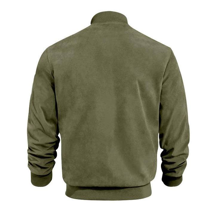 Mens Transitional Jacket Suede Look Stand-Up Collar