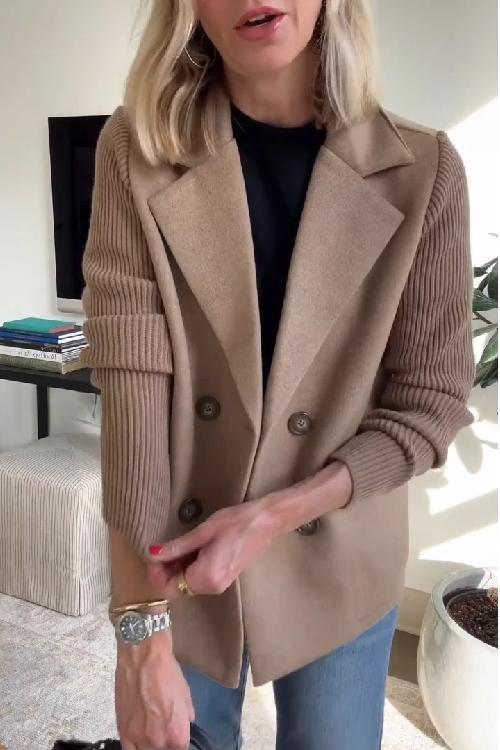Womens Double-Breasted Jacket Relaxed Fit - BritishMode