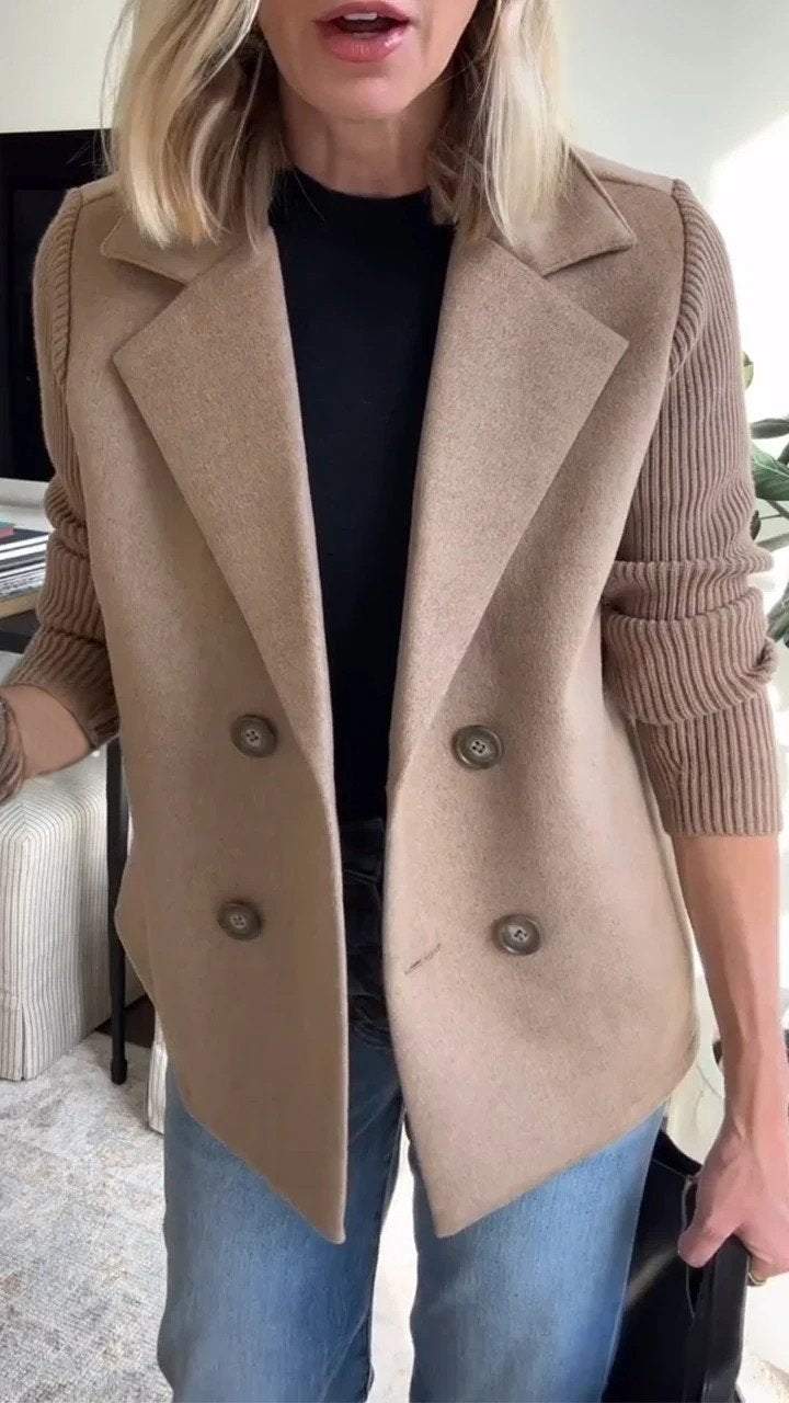 Womens Double-Breasted Jacket Relaxed Fit