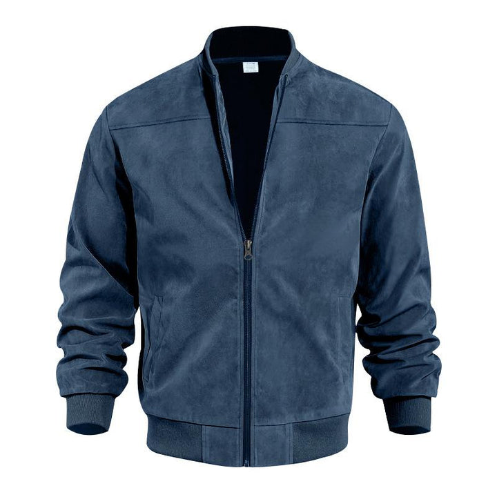 Mens Transitional Jacket Suede Look Stand-Up Collar