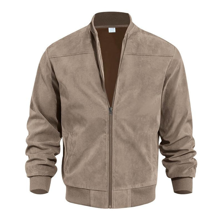 Mens Transitional Jacket Suede Look Stand-Up Collar