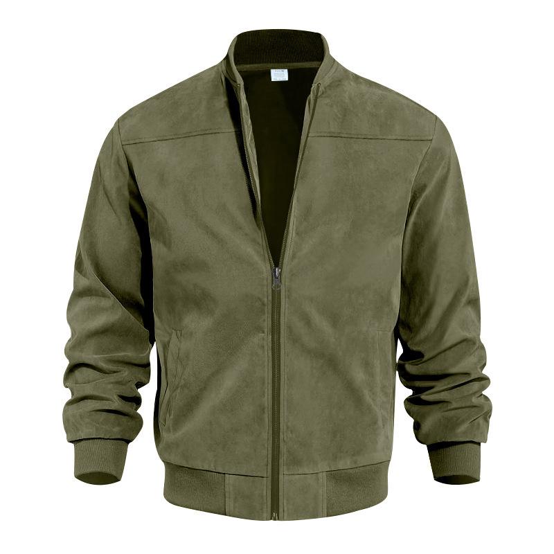 Mens Transitional Jacket Suede Look Stand-Up Collar - BritishMode