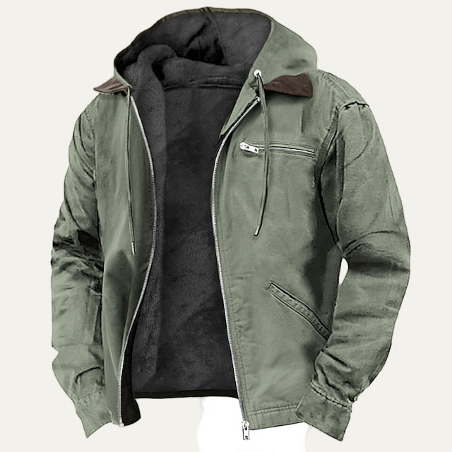 Mens Canvas Hooded Utility Jacket