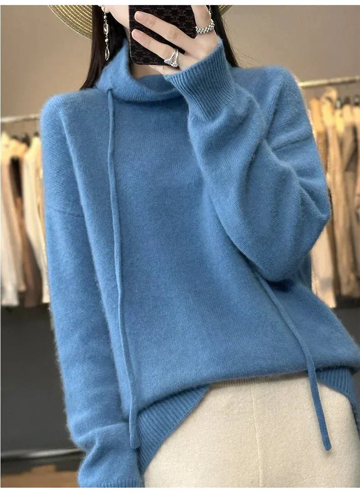 Womens Cozy Winter Sweater with Lace Detailing - BritishMode