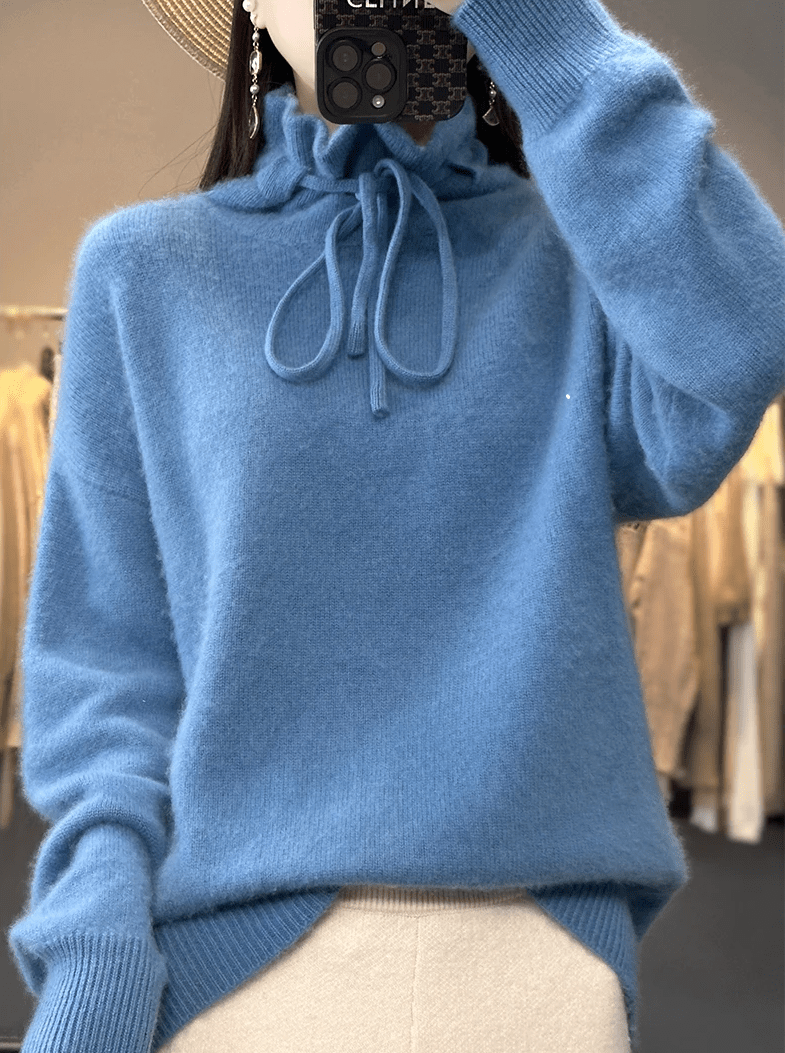 Womens Cozy Winter Sweater with Lace Detailing