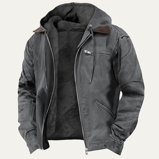 Mens Canvas Hooded Utility Jacket
