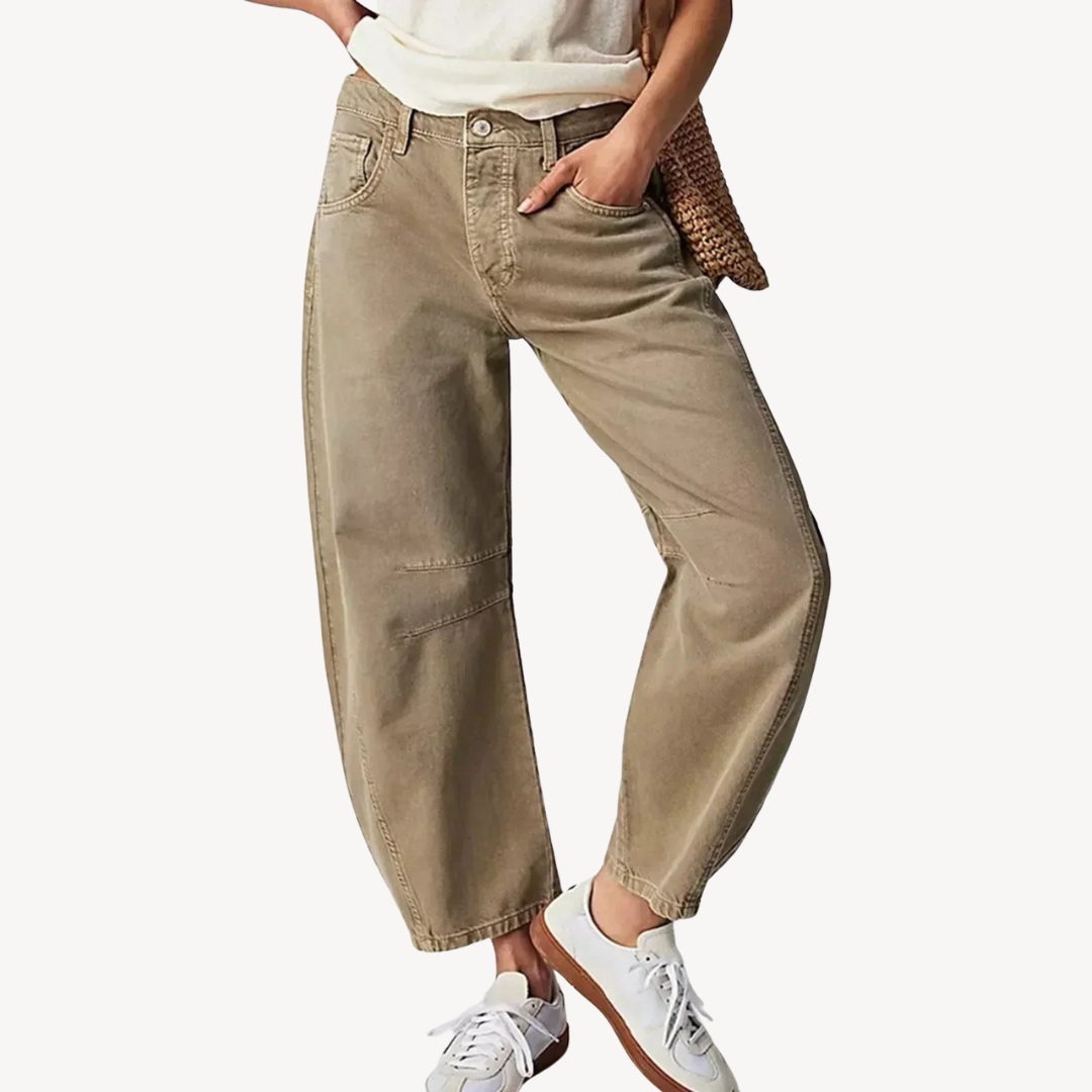 Womens Denim Pants Wide-Leg Relaxed Fit