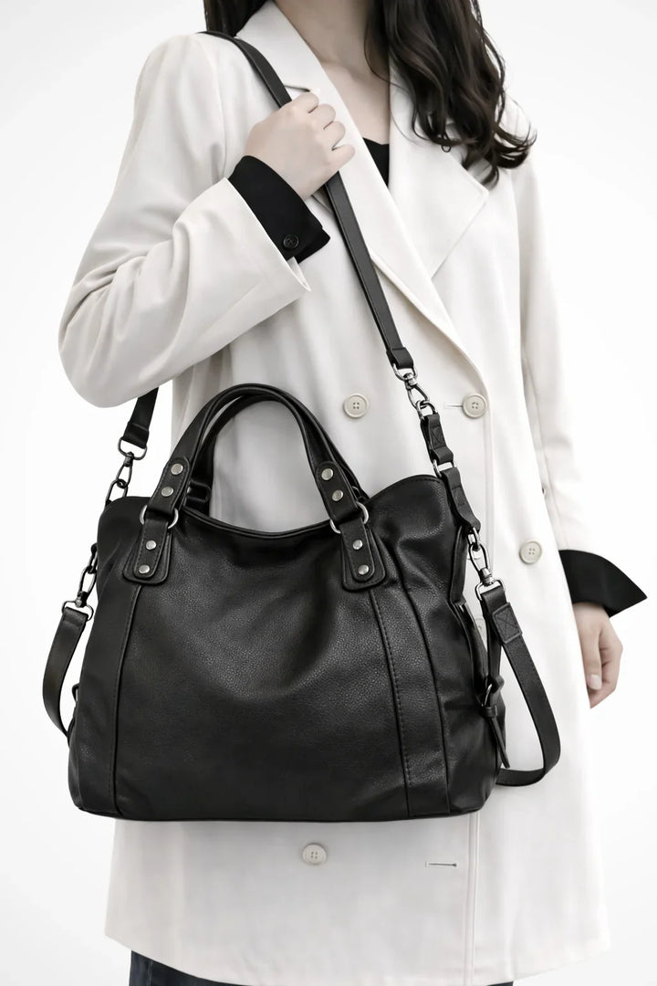 Womens Shoulder Handbag Studded Leather Top Handle Crossbody Strap