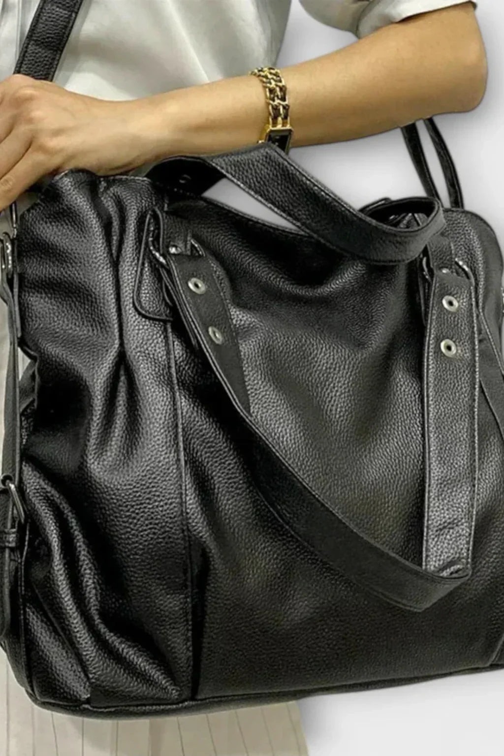 Womens Shoulder Handbag Studded Leather Top Handle Crossbody Strap